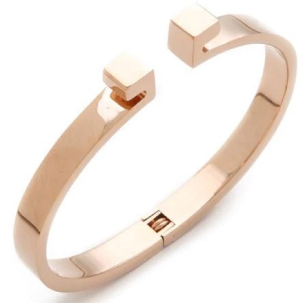 Vita Fede Mini Omega Rose Gold 24k Plated Open Hinged Cuff Bracelet NWT